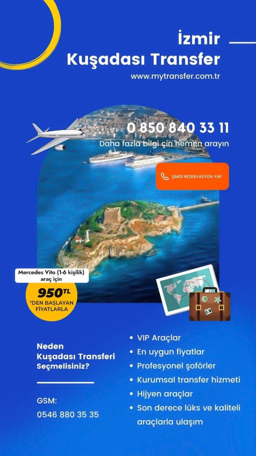 İzmir Kuşadası Transfer 2.000 TL'den başlayan fiyatlarla