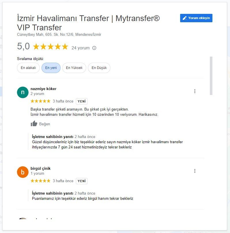 izmir Transfer hizmeti yorumları